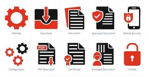 Settings, download, document Stock Illustration