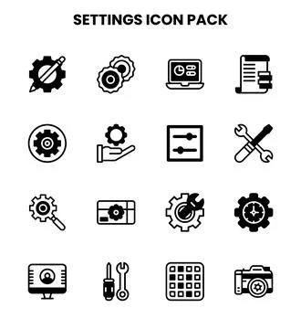 Settings DuoTone Set Icons Pack Stock Illustration