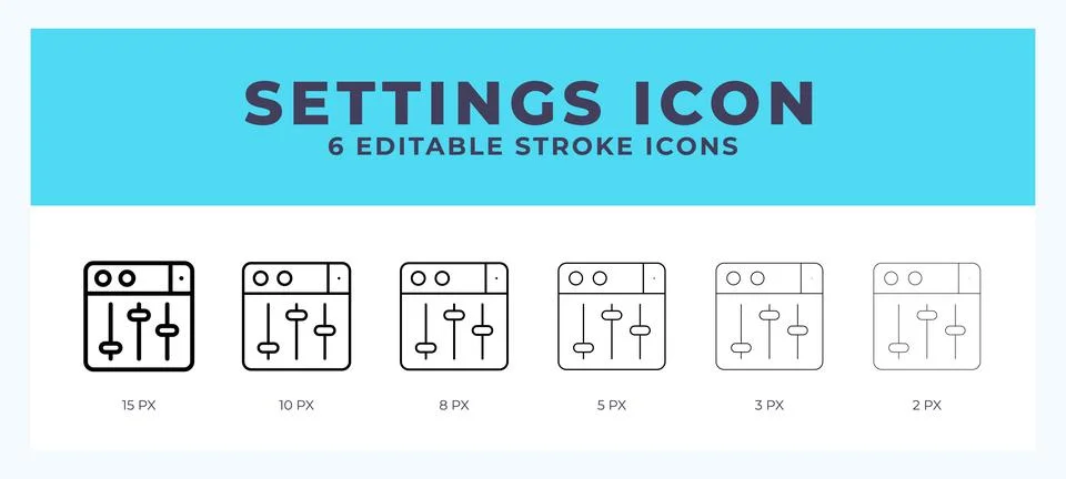 Settings editable line icon. Vector illustration with different stroke. Stock Illustration