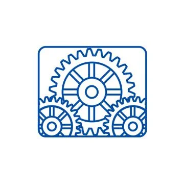 Settings, engine line icon concept. Settings, engine flat vector symbol, sign Stock Illustration