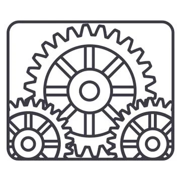 Settings, engine vector line icon, sign, illustration on background, editable Stock Illustration