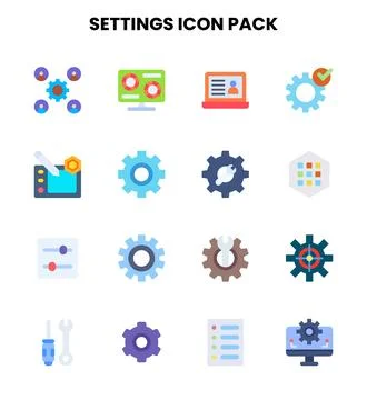 Settings Flat Bundle Icons Pack Stock Illustration