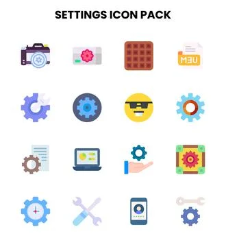 Settings Flat Bundle Icons Pack Stock Illustration