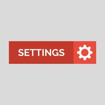 Settings flat button on grey background. 스톡 일러스트