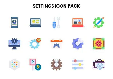 Settings Flat Graphics Icons Pack Stock Illustration