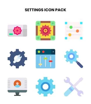 Settings Flat Icons Pack Stock Illustration