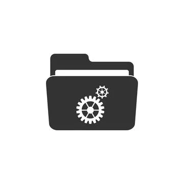 Settings folder with gears icon isolated. Flat design. Vector Illustration Stock Illustration