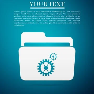 Settings folder icon isolated on blue background. Flat design. Vector 스톡 일러스트