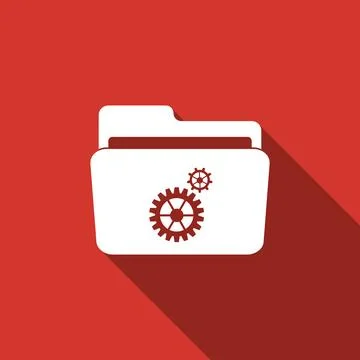 Settings folder icon isolated with long shadow. Flat design. Vector Illustration Stock Illustration