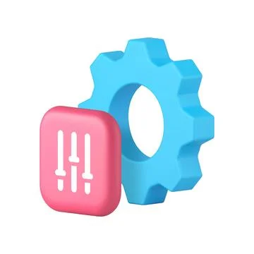 Settings gear cogwheel system configuration application technology 3d icon re Illustrazione stock