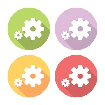 Settings Gear Flat Icons Set Stock Illustration