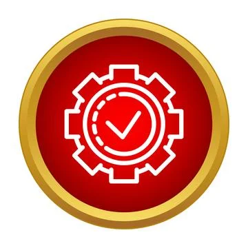 Settings gear icon with a checkmark validating successful preferences Stock Illustration