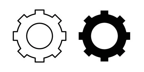 Settings gear icon collection in black, Line icons, flat symbols Stock Illustration