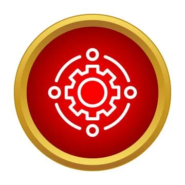 Settings gear icon with connecting dots representing process Stock Illustration