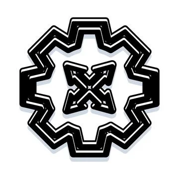 Settings gear icon with full screen arrows system 스톡 일러스트