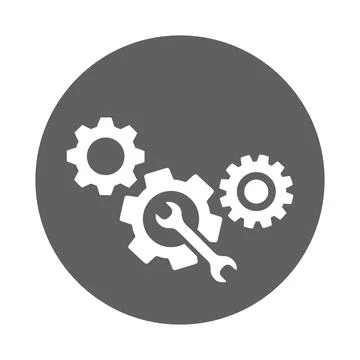 Settings, gear icon. Gray vector graphics. Stock Illustration