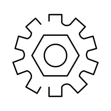 Settings gear icon representing system preferences and engineering process Illustrazione stock