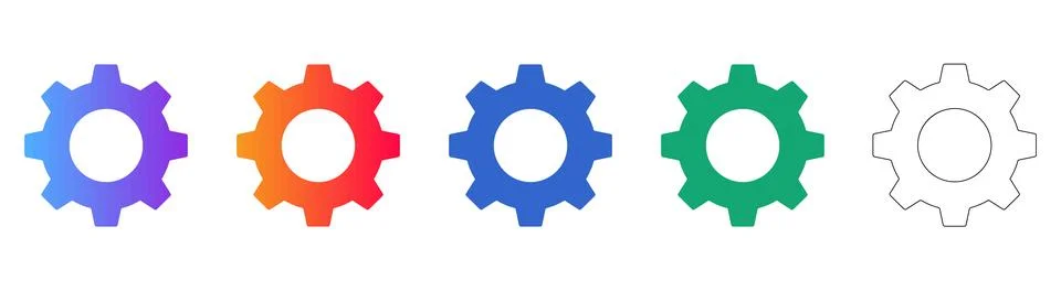 Settings Gear Icon Set for Software Interface 스톡 일러스트