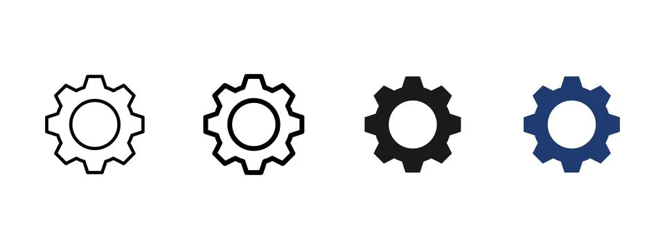 Settings gear icon for system configuration and preferences. Used for setup.. Stock Illustration