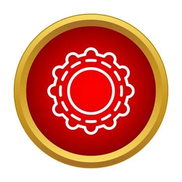Settings gear mechanism icon in red gold circle Stock Illustration