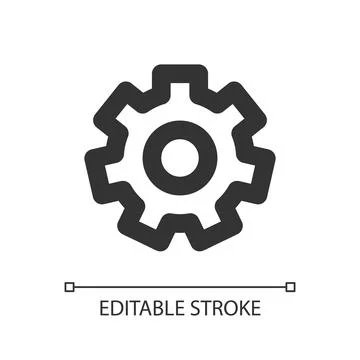 Settings gear pixel perfect linear ui icon Stock Illustration