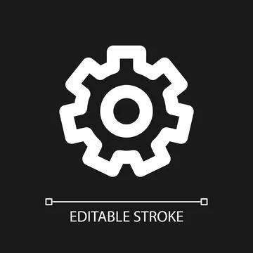 Settings gear pixel perfect white linear ui icon for dark theme 스톡 일러스트