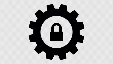 Settings Gear Secures Access for Privacy and Account Protection Vídeo Stock 347242032