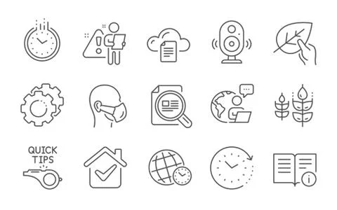 Settings gears, File storage and Technical info icons set. Tutorials, Gluten Stock Illustration
