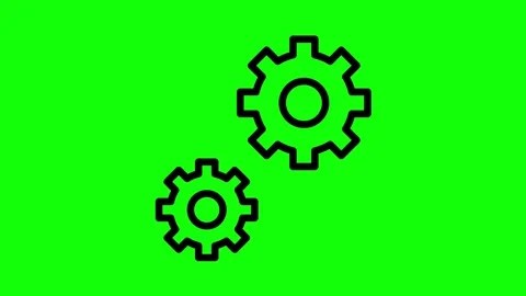 Settings gears icon animation with black line art on green screen background 4k Stock Footage 330397559