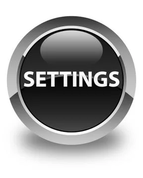 Settings glossy black round button Stock Illustration