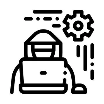 Settings hacker icon vector outline illustration Stock-Illustration