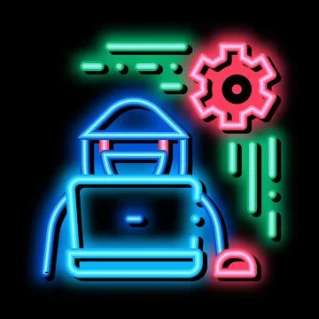 Settings hacker neon glow icon illustration Stock-Illustration