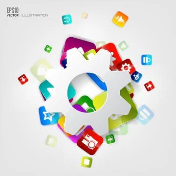 Settings icon. Application button.Social media and cloud computing. Stock Illustration