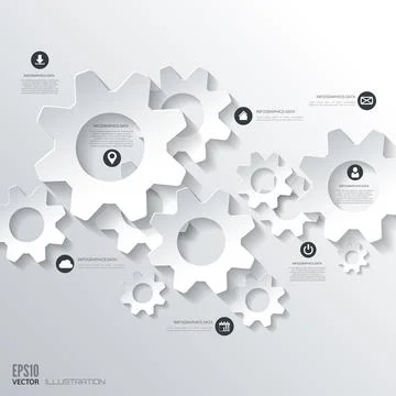 Settings icon. Flat abstract background with web icons. Interface symbols. Cloud Illustrazione stock