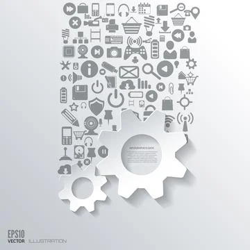 Settings icon. Flat abstract background with web icons. Interface symbols. Cloud Stock Illustration