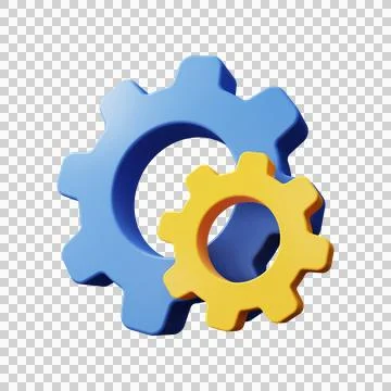 Settings icon. Gear. 3d render Stock Illustration