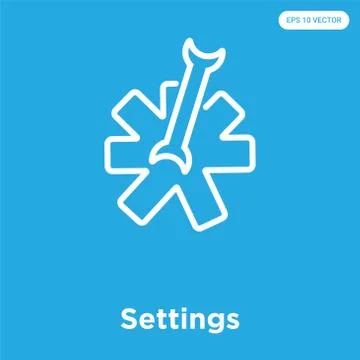 Settings icon isolated on blue background Free Stock Illustration