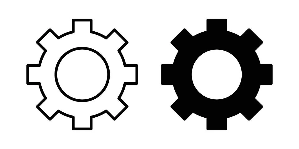 Settings icon. Outline, flat icons Illustrazione stock