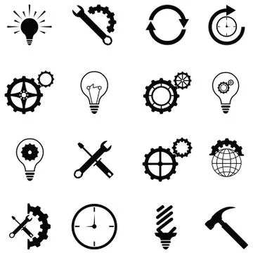 Settings icon set Stock Illustration