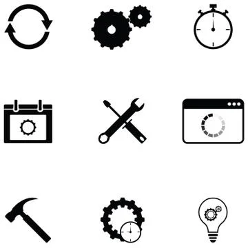 Settings icon set Illustrazione stock