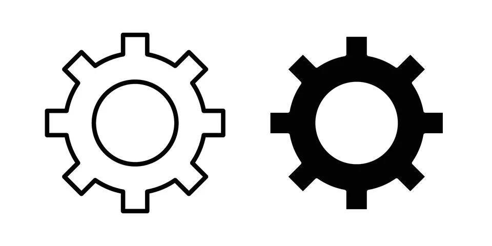 Settings icon symbol  illustration bundle in black colour Illustrazione stock