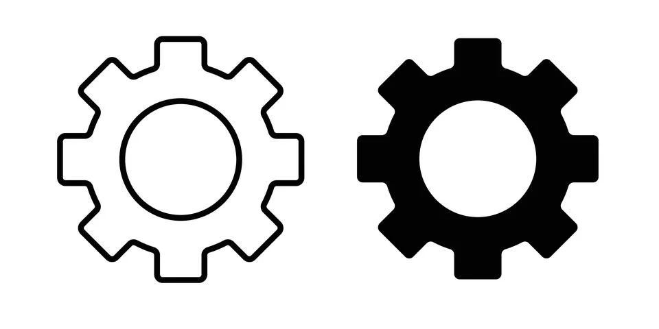 Settings icon thin line and clipart style vector set Illustrazione stock