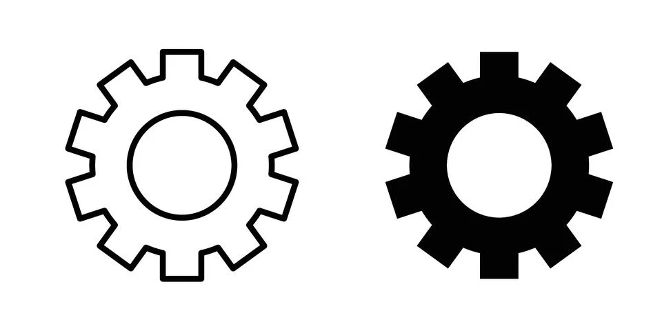 Settings icon vector concepts, line and silhouette style Stock Illustration