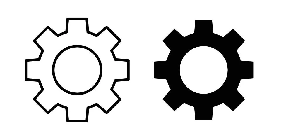 Settings icon vectors. Illustrations in black Stock Illustration