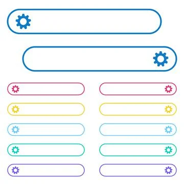 Settings icons in rounded color ghost buttons Illustrazione stock