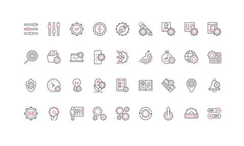 Settings to install, update and upgrade system, app or software, hardware line Stock Illustration