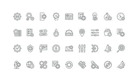Settings to install, update and upgrade system, app or software, hardware line Stock Illustration