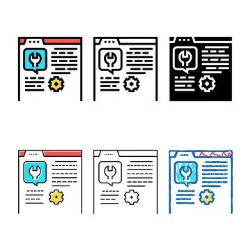 Settings instruction color stylized icon vector Illustrazione stock