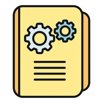 Settings instruction manual document with gears icon Stock Illustration
