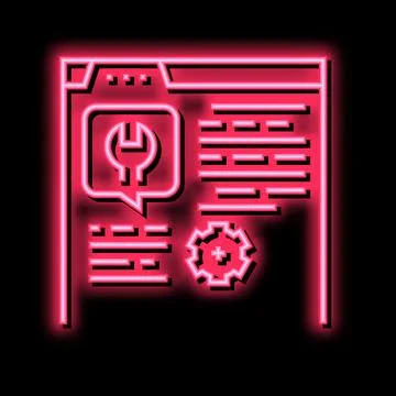 Settings instruction neon glow icon illustration Stock Illustration